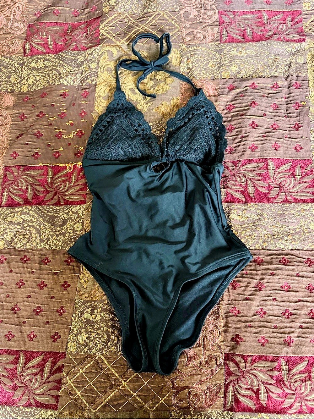 Black Lace One-Piece Swimsuit Like New